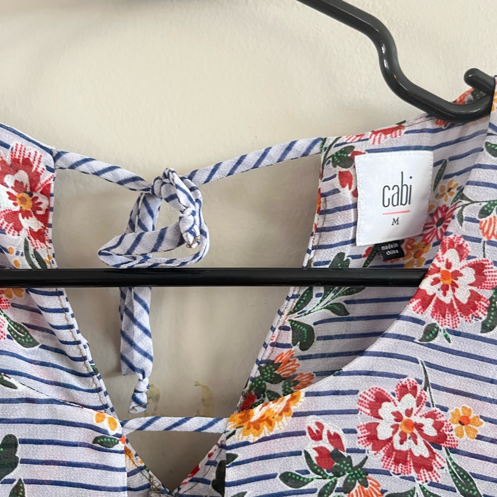 CABI tank sheer lightweight floral striped‎ - Picture 4 of 5